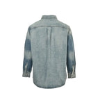 Gucci Two-Tone Panelled Denim Overshirt with Chain-Stitch Pocket Detail