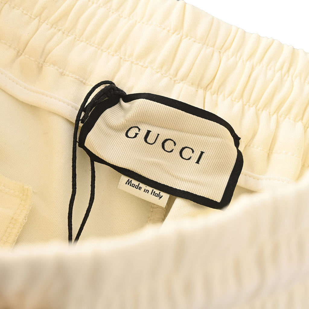 Gucci Script Logo Side Stripe Cotton Fleece Shorts – Off-White