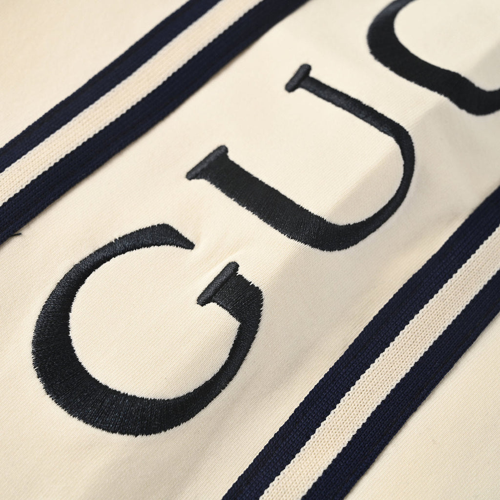 Gucci Script Logo Side Stripe Cotton Fleece Shorts – Off-White