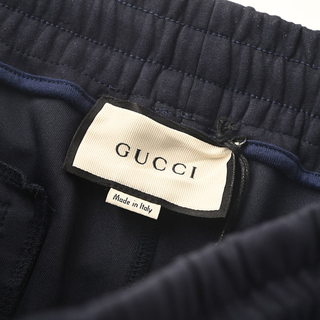 Gucci Script Logo Side Stripe Cotton Fleece Shorts – Black