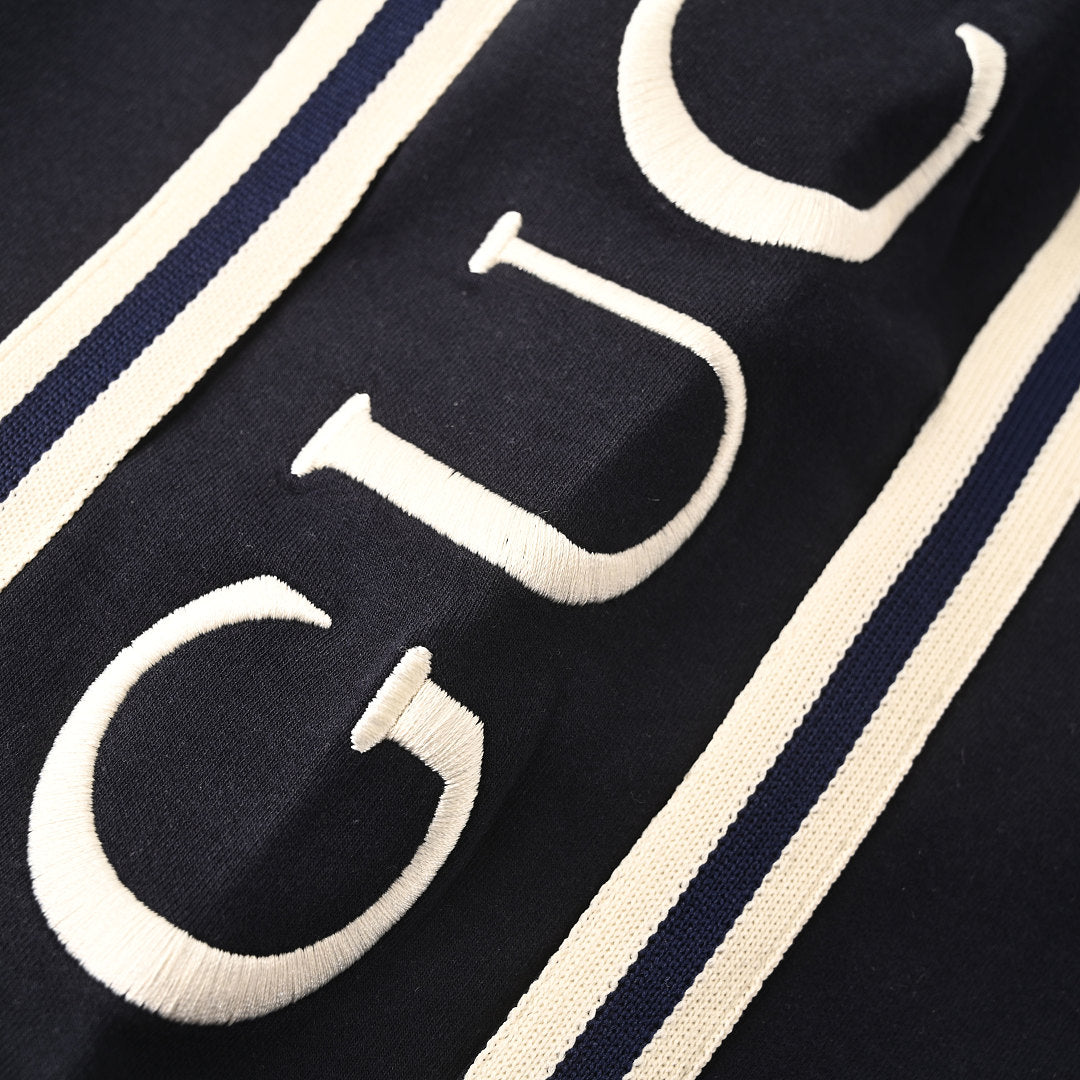 Gucci Script Logo Side Stripe Cotton Fleece Shorts – Black