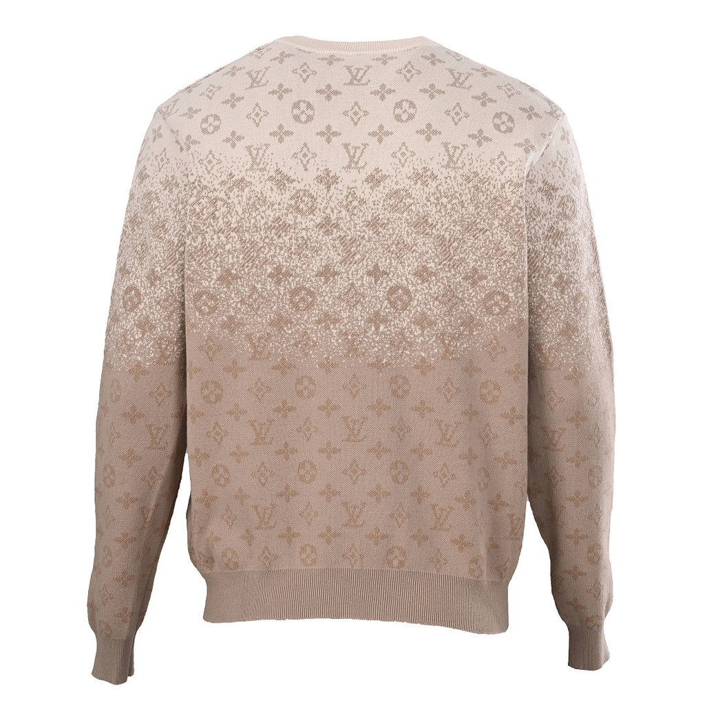 Louis Vuitton Monogram Gradient Jacquard Crewneck Sweater — Camel