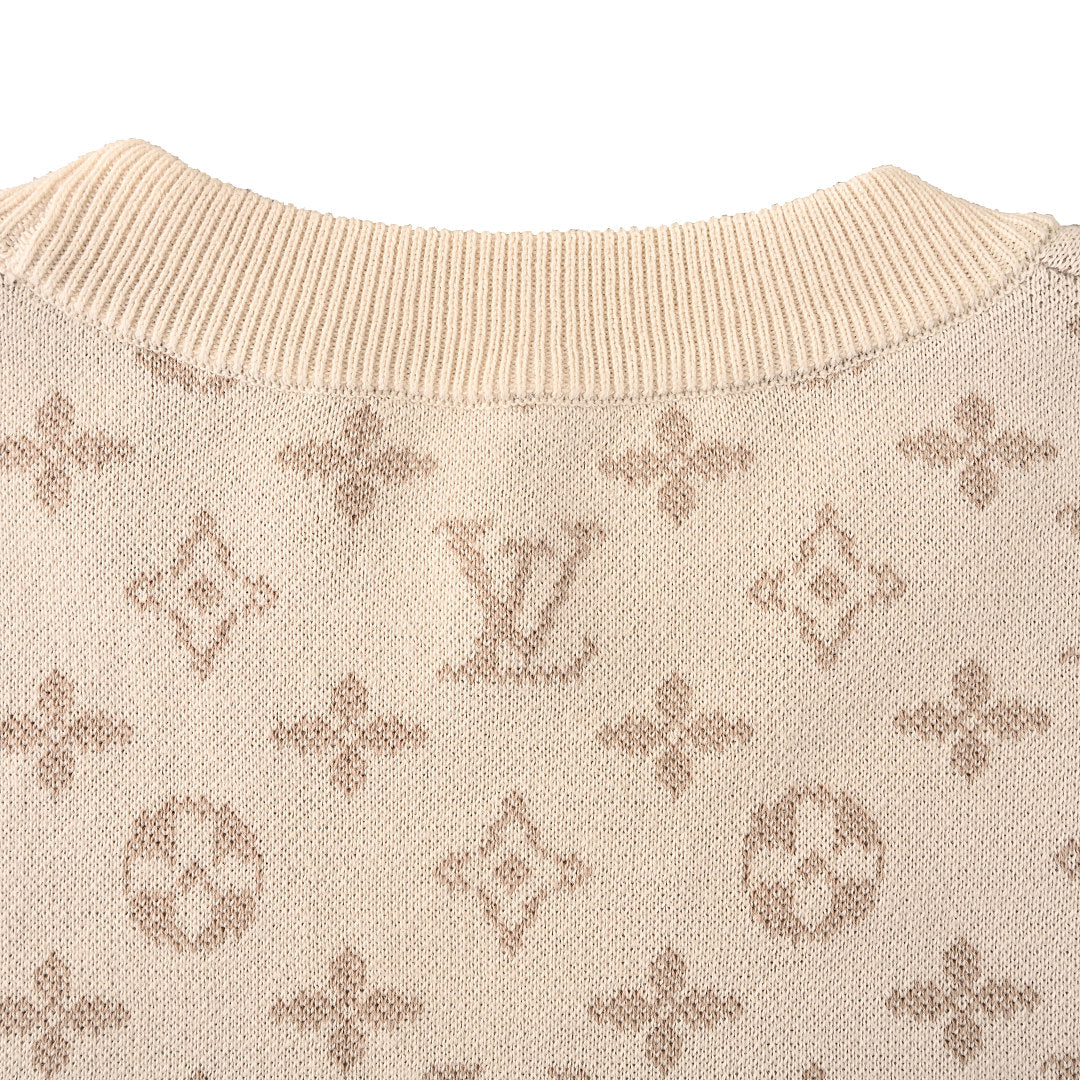 Louis Vuitton Monogram Gradient Jacquard Crewneck Sweater — Camel