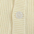 Gucci Ivory Cricket Stripe Knit V-Neck Cardigan with Navy Trim