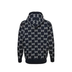 Gucci Navy All-Over Monogram Jacquard Knit Hooded Full-Zip Jacket
