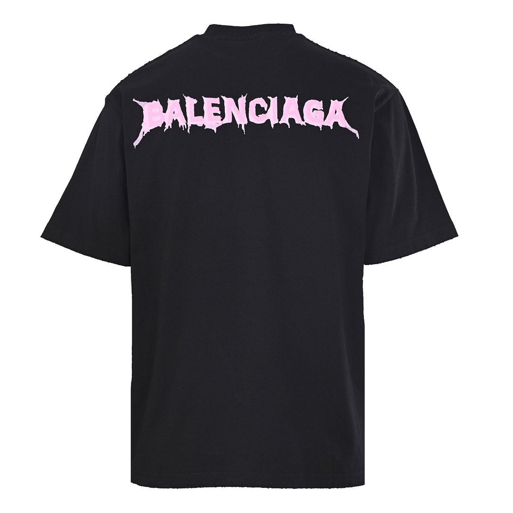 Balenciaga Gothic Metal Logo T-Shirt – Black