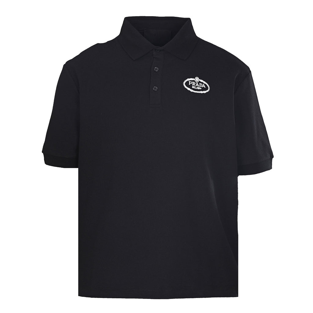 PRADA Oval Embroidery Short-Sleeve Polo Shirt
