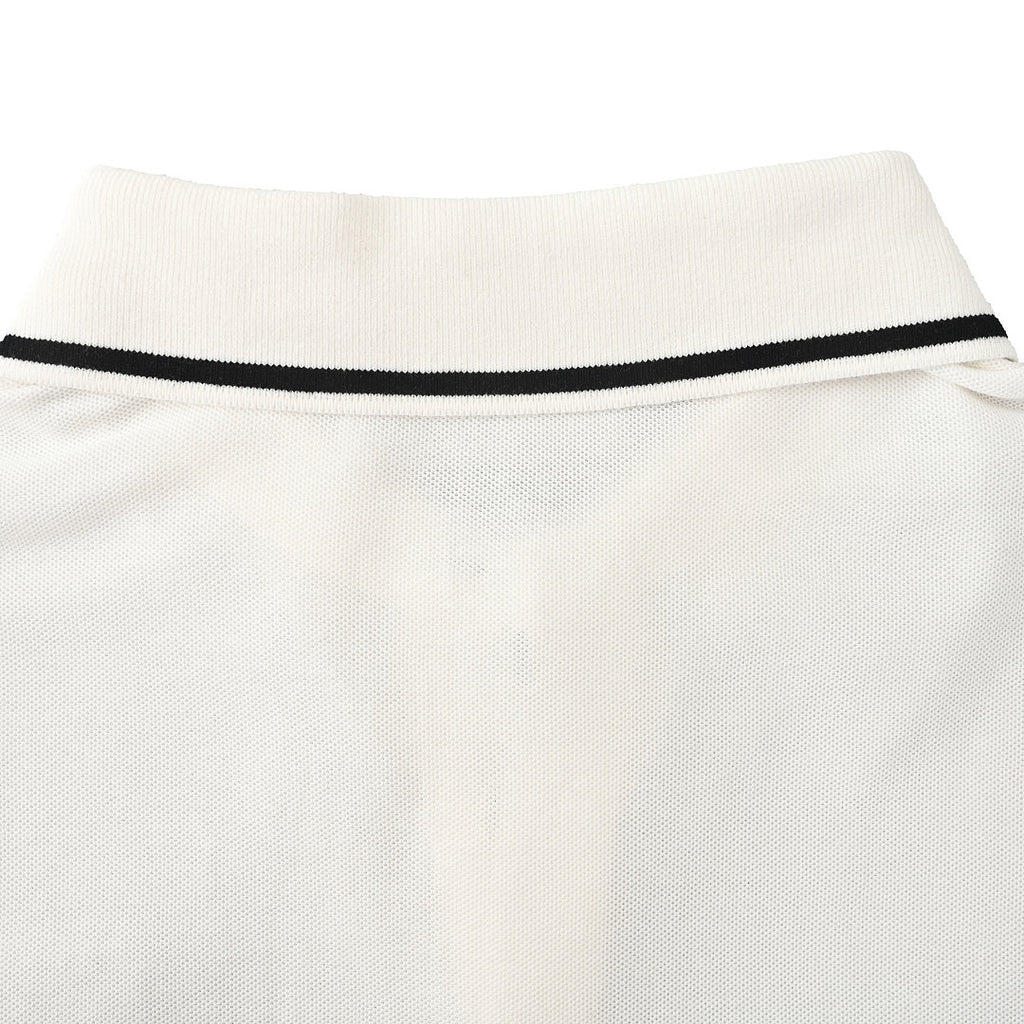 PRADA Short-Sleeve Polo Shirt with Black Stripe Detail