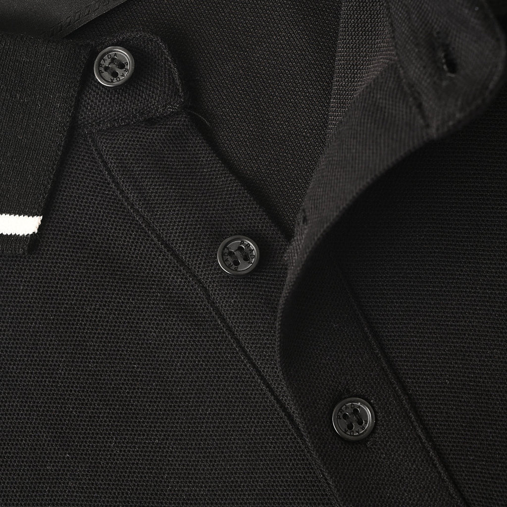 PRADA Short-Sleeve Polo Shirt with Black Stripe Detail