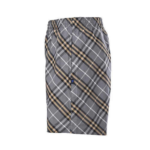 BURBERRY Grey-Green Twill Check Shorts