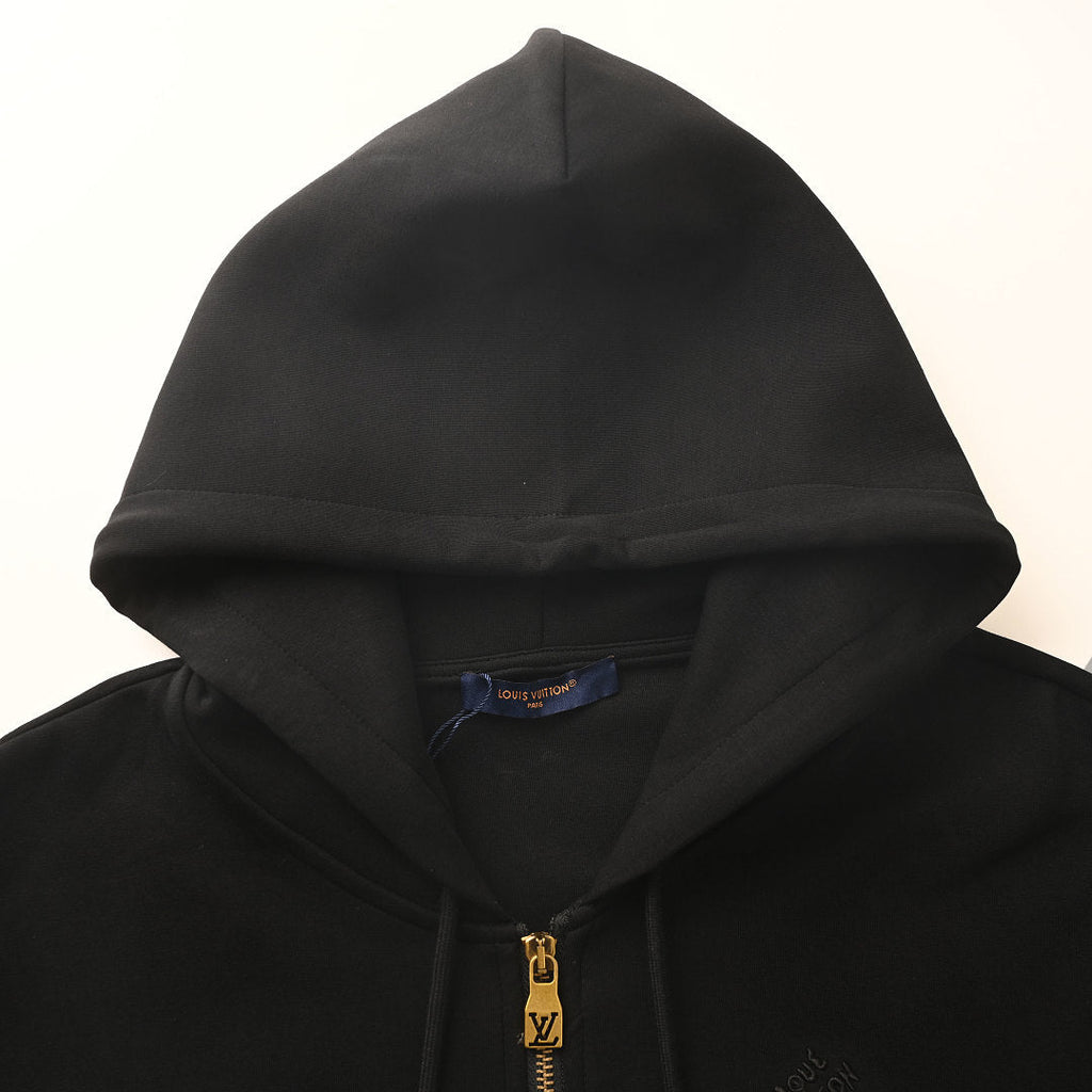 Louis Vuitton Pearl Drawstring Zip Hoodie — Black