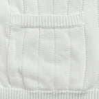 Gucci White Textured Knit V-Neck Cardigan with Tricolor Stripe Trim