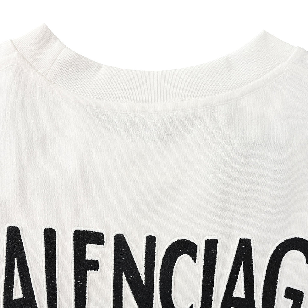 Balenciaga Crewneck T-Shirt – Multi-Layer Wave Embroidery