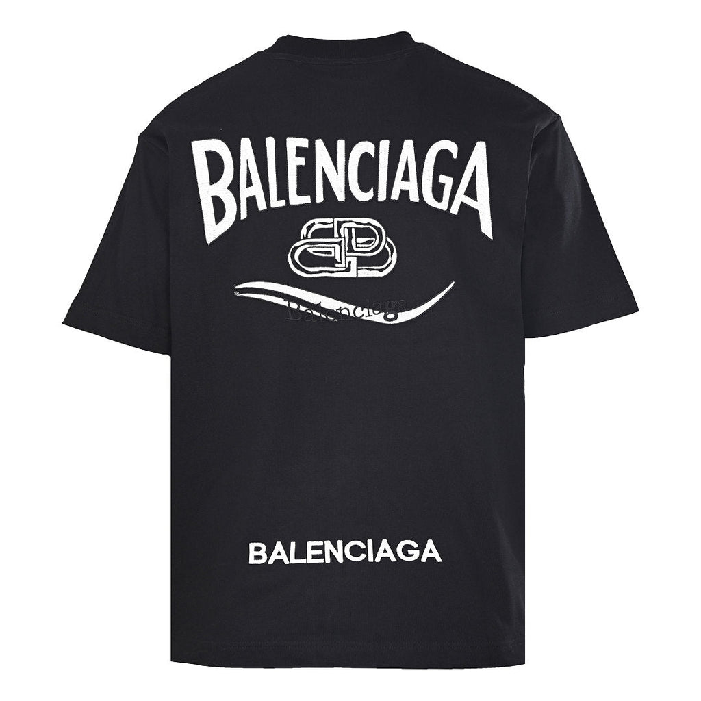 Balenciaga Crewneck T-Shirt – Multi-Layer Wave Embroidery