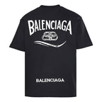 Balenciaga Crewneck T-Shirt – Multi-Layer Wave Embroidery