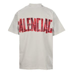 Balenciaga Red Caution Tape Logo T-Shirt – Beige