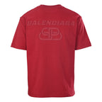 Balenciaga BB Buckle Logo Embroidered T-Shirt – Red