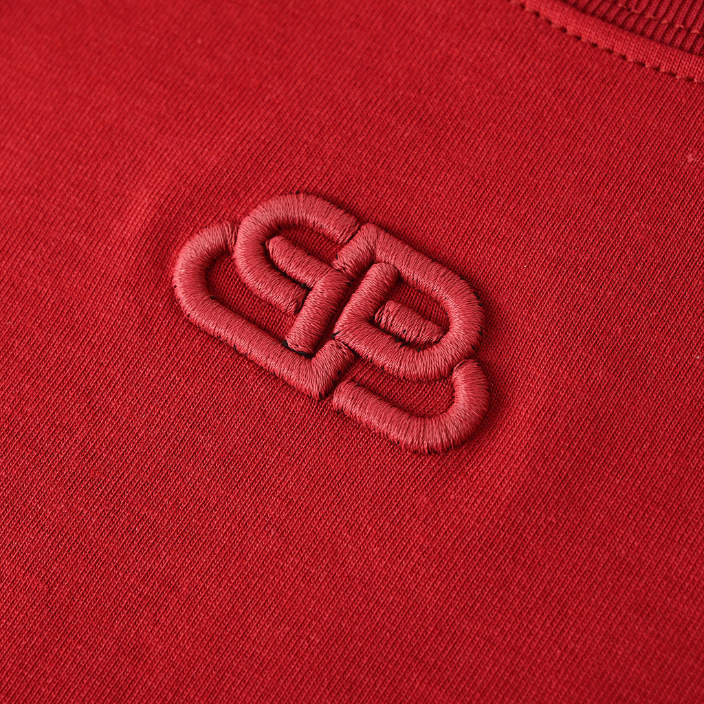 Balenciaga BB Buckle Logo Embroidered T-Shirt – Red
