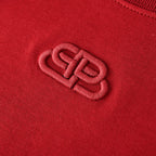 Balenciaga BB Buckle Logo Embroidered T-Shirt – Red
