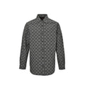 Gucci Black Gingham Monogram Print Point Collar Overshirt