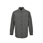 Gucci Black Gingham Monogram Print Point Collar Overshirt