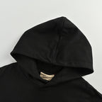 Gucci Black Heavyweight Cotton Hoodie with Raised-Letter Wordmark Print