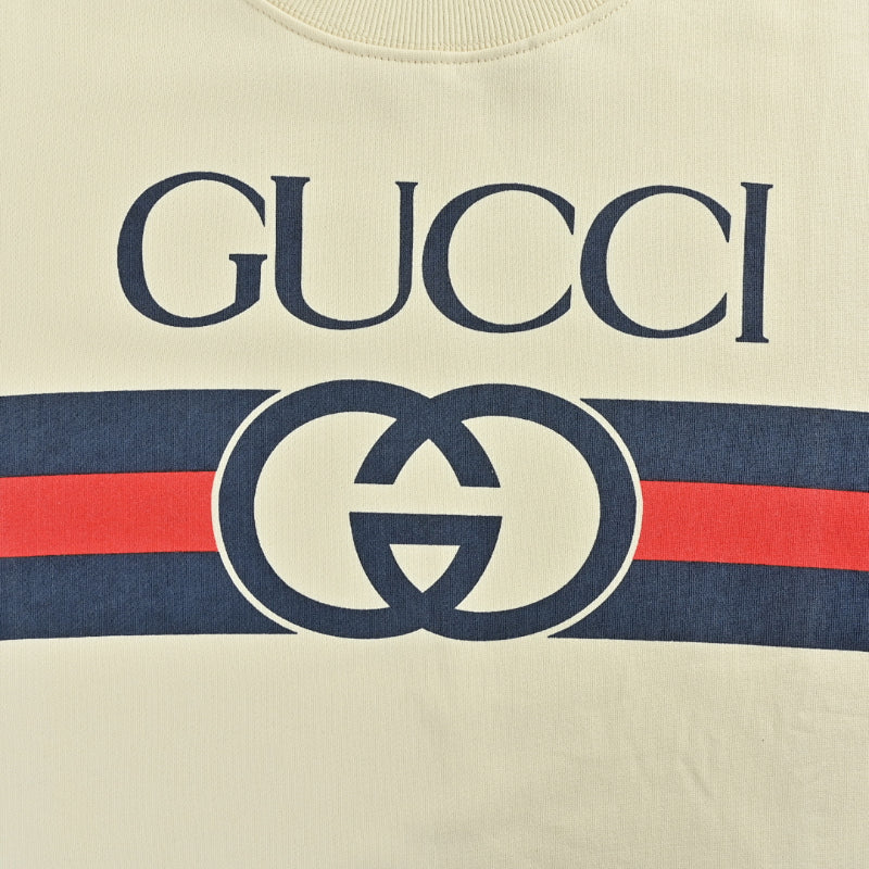 Gucci Off-White Web Stripe GG Circle Wordmark Crewneck Sweatshirt