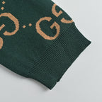 Gucci Forest Green All-Over Monogram Jacquard Crewneck Knit Sweater