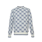 Gucci Ivory All-Over Monogram Jacquard Crewneck Knit Sweater