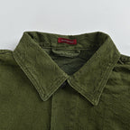 Gucci Olive Bleach-Fade Denim Chore Coat with Snap Closure