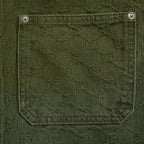 Gucci Olive Bleach-Fade Denim Chore Coat with Snap Closure