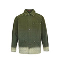 Gucci Olive Bleach-Fade Denim Chore Coat with Snap Closure