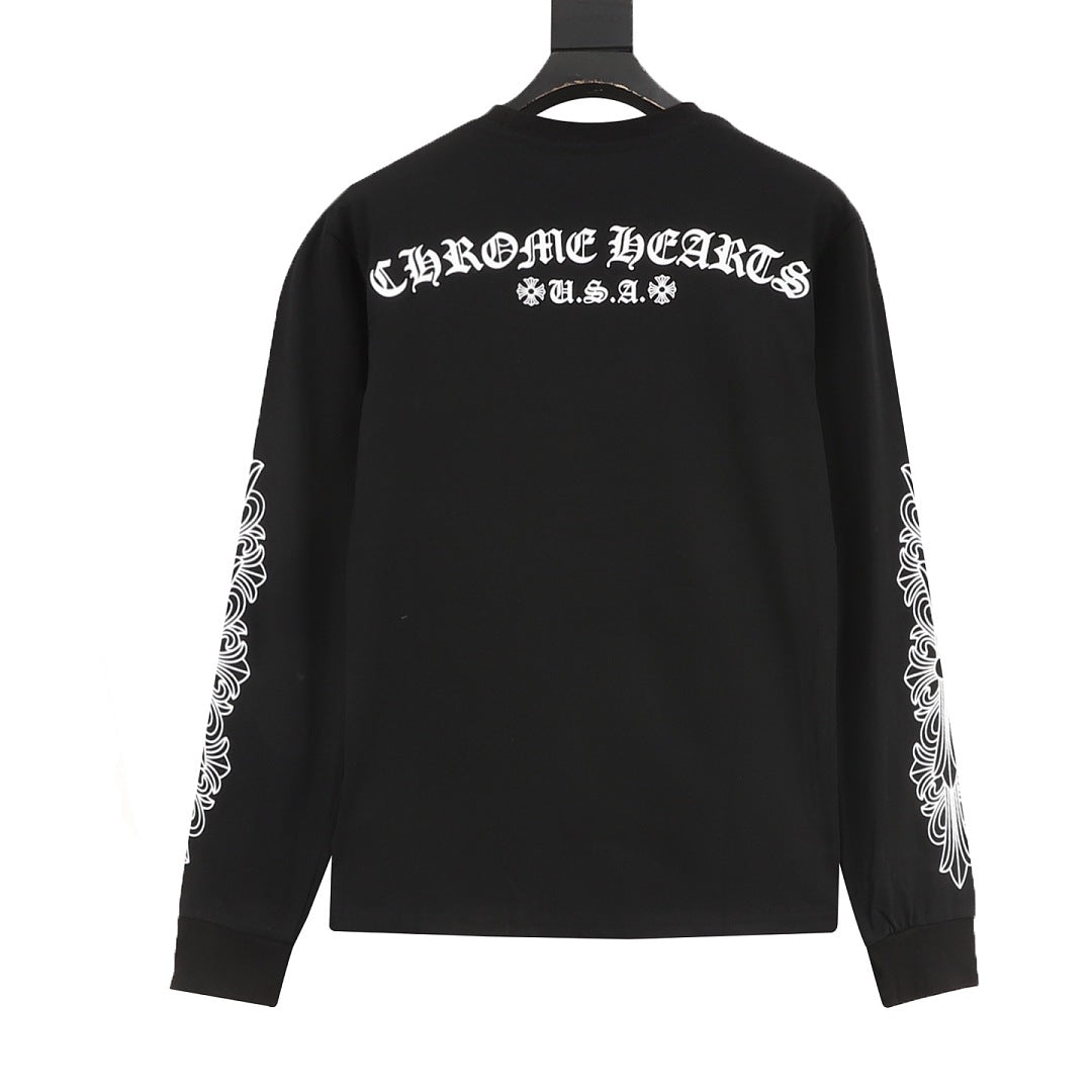 Chrome Hearts Floral Cross Long-Sleeve T-Shirt in Black