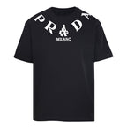 PRADA T-shirt with small figure graphic at the neckline