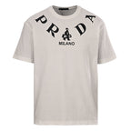 PRADA T-shirt with small figure graphic at the neckline