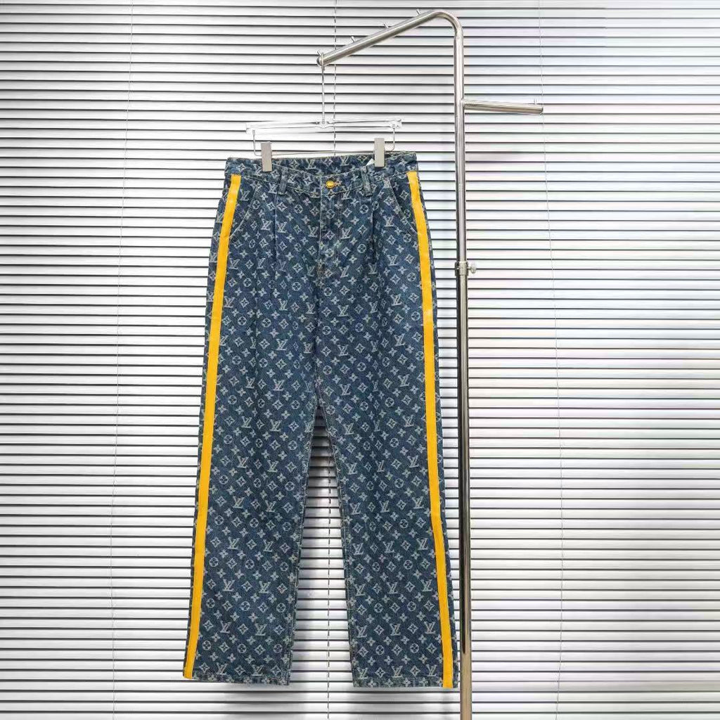 Louis Vuitton Logo-Embroidered Straight-Leg Jeans